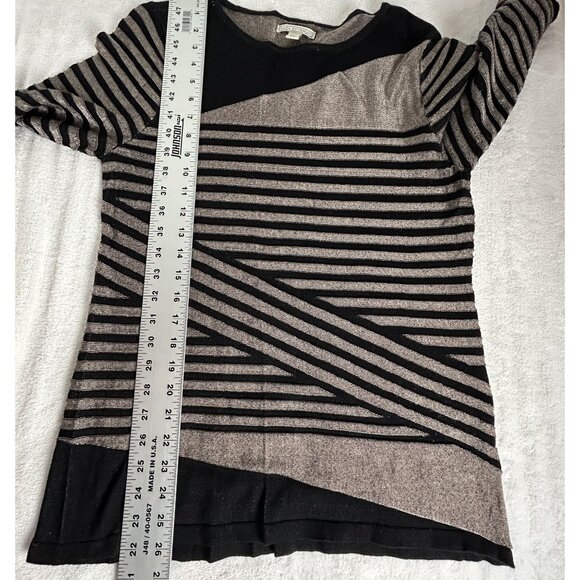 Dana Buchman Womens Black & Beige Striped Shimmer Knit Top Size Large 3/4 Sleeve - Picture 8 of 9